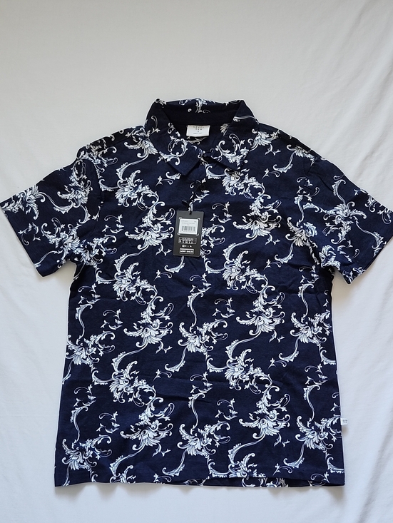 Level Ten Other - NWT Level Ten Men's Navy Blue Baroque Floral Scroll Print Polo Shirt Size S
